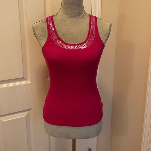 Pink sequin tank top - Picture 1 of 4